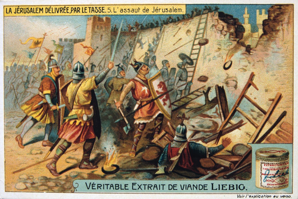 La Jerusalem Delivree par le Tasse, Hyökkäys Jerusalemiin. 1800-luku tekijältä Unbekannt