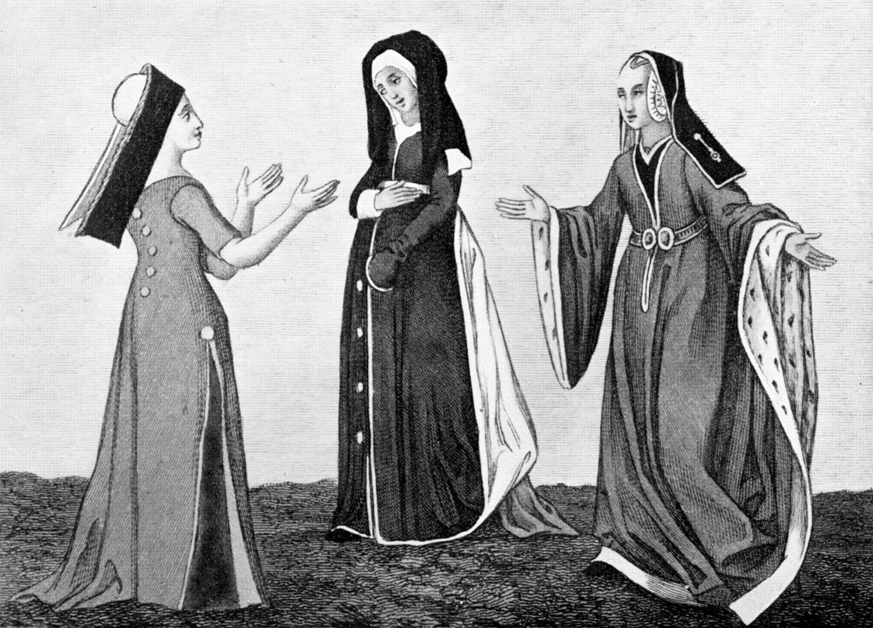 Naisten puku, 1500-luvun alku, 1910 tekijältä Unbekannt