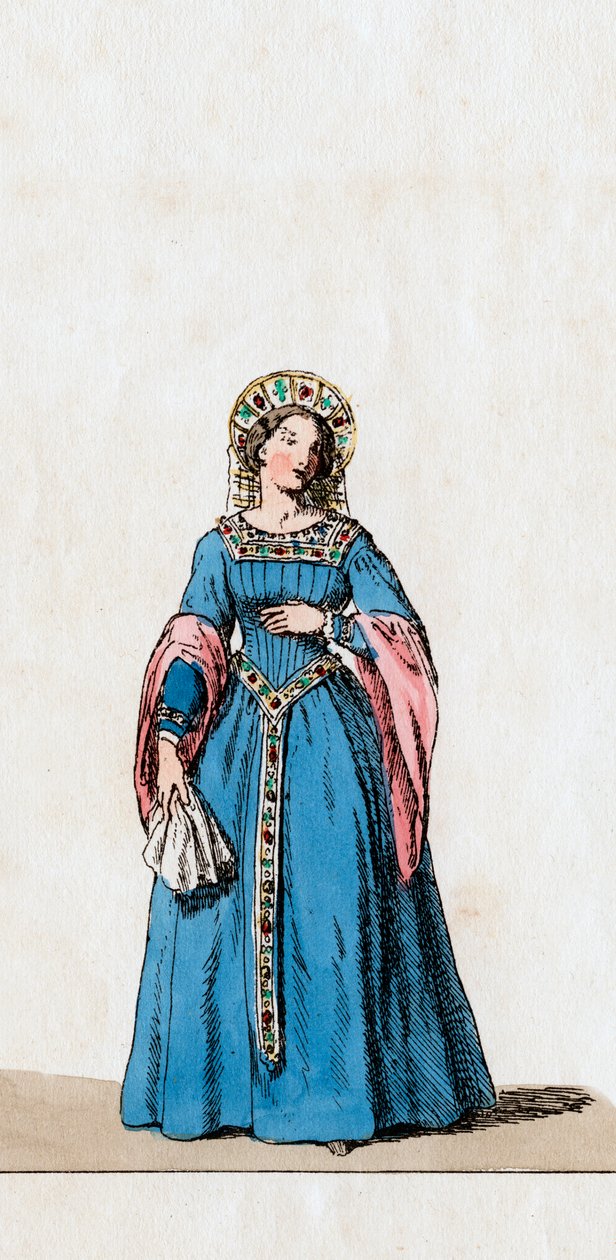 Odottajarouva, pukusuunnittelu Shakespearen näytelmään, Henry VIII, 1800-luku tekijältä Unbekannt