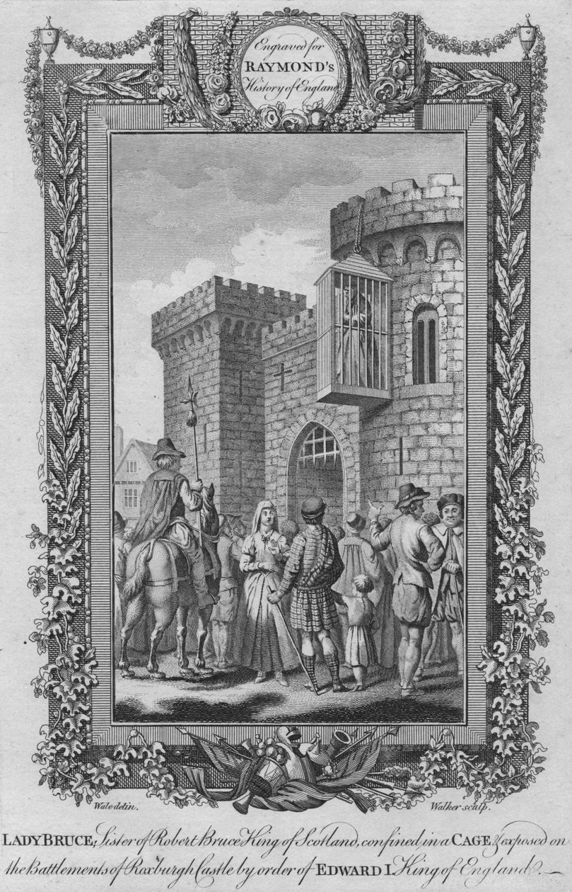 Lady Bruce, Skotlannin kuninkaan Robert Brucen sisar, häkissä, n. 1787 tekijältä Unbekannt