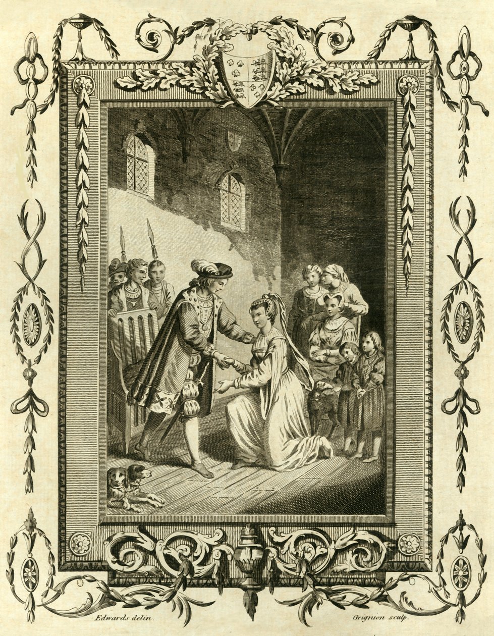 Lady Elizabeth Gray anoo Edward IV:tä palauttamaan maansa, 1461, 1783. tekijältä Unbekannt