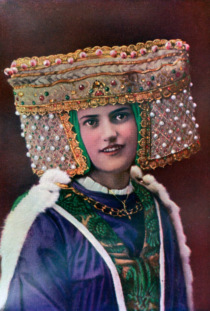 Ladysin päähine, 1300-luku, 1910 tekijältä Unbekannt