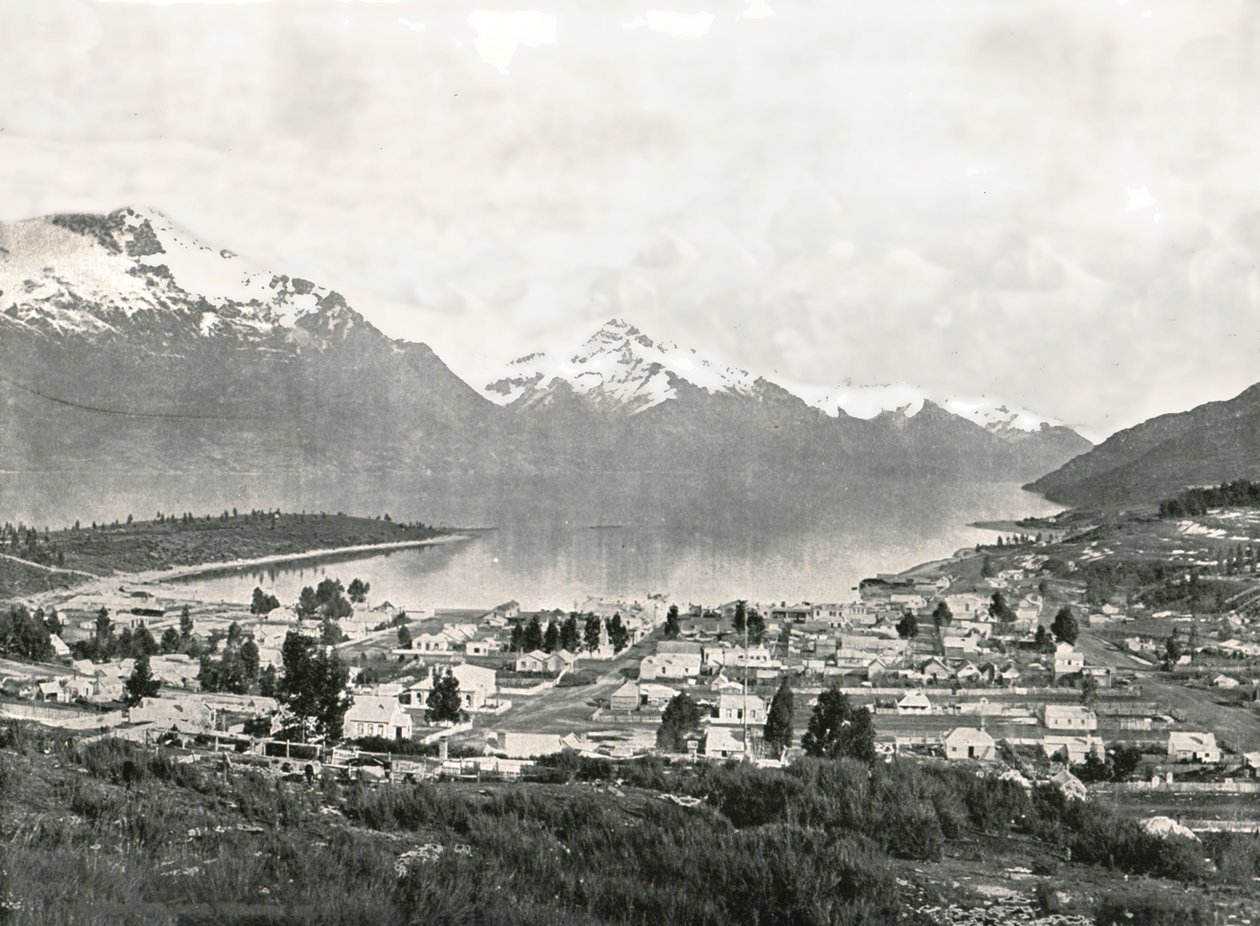 Wakatipu-järvi ja vuoret, Queenstown, Uusi-Seelanti, 1895. tekijältä Unbekannt