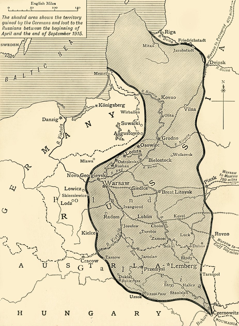 Saksan Venäjältä ottama maa, ensimmäinen maailmansota, 1915, c1920. tekijältä Unbekannt