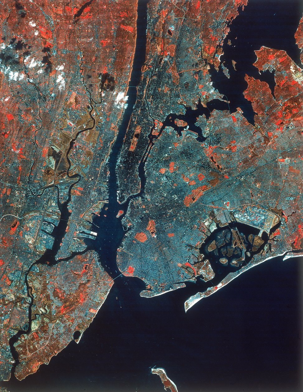 Landsat-kuva Manhattanista, New Yorkista, USA:sta, 1980-luku tekijältä Unbekannt