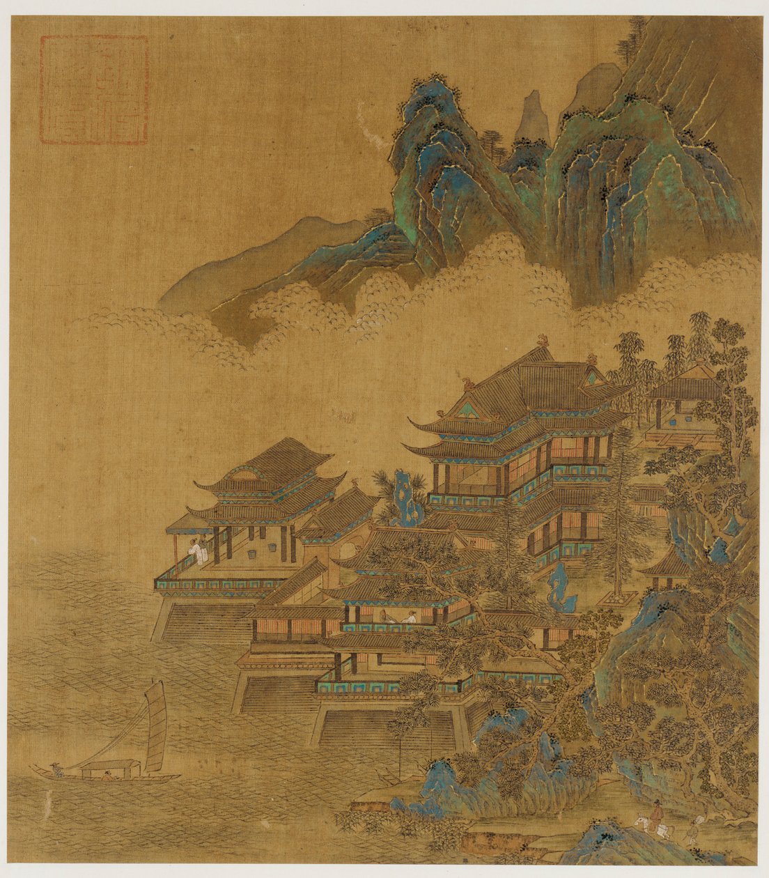 Maisema: palatsi järven ja vuorten välissä, Ming- tai Qing-dynastia, 1600-luku. tekijältä Unbekannt
