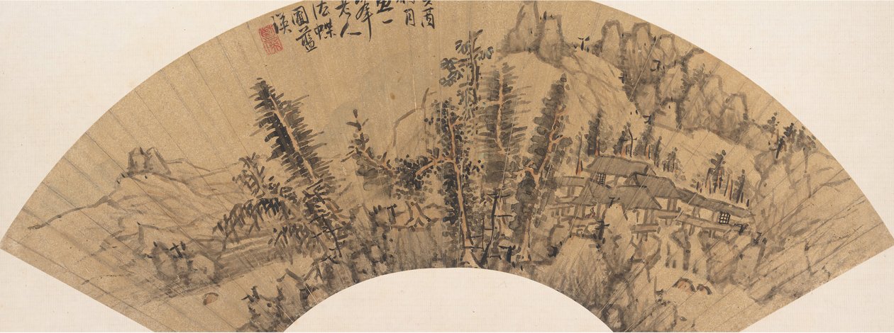 Maisema Huang Gongwangin tyyliin, 1600-luvulta tai myöhemmin, harhaanjohtava vuosi 1633. tekijältä Unbekannt