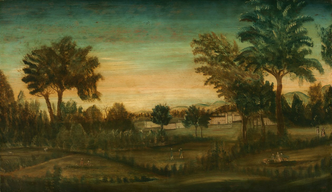 Maisema rakennuksilla, 1700-luvun viimeinen neljännes. tekijältä Unbekannt