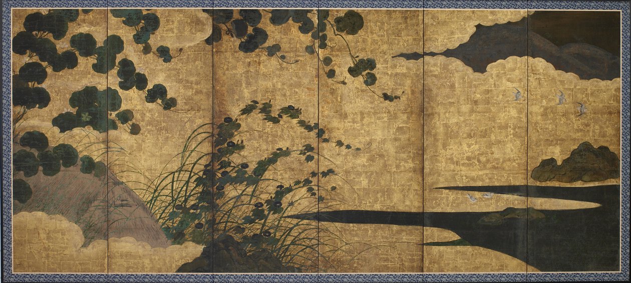 Maisema, jossa kukkivat viiniköynnökset, Momoyama- tai Edo-kausi, 1600-luvun alku. tekijältä Unbekannt