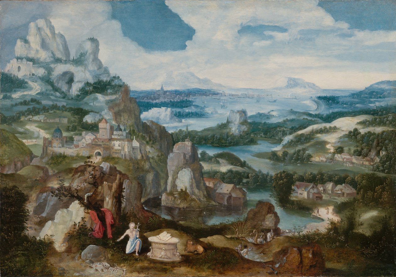 Maisema katuvan Pyhän Hieromuksen kanssa, 153040. tekijältä Unbekannt