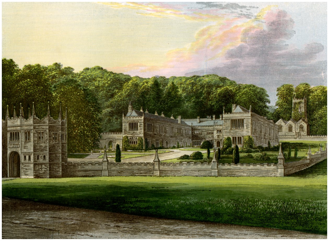 Lanhydrock, Cornwall, Lord Robartesin koti, vuodelta 1880 tekijältä Unbekannt