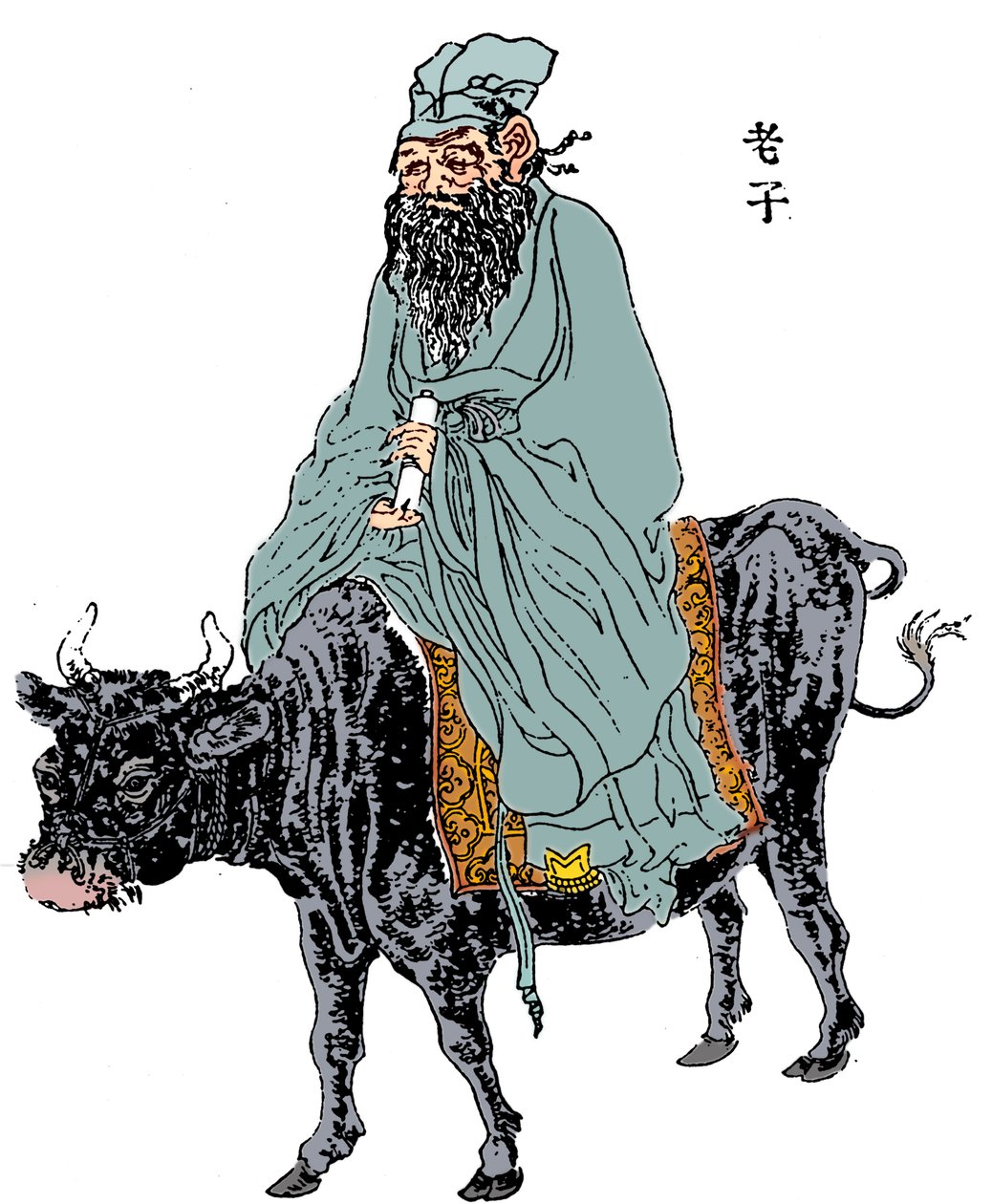 Lao-Tzu, muinainen kiinalainen filosofi ja taolaisuuden inspiroija, 1800-luvun loppu tekijältä Unbekannt