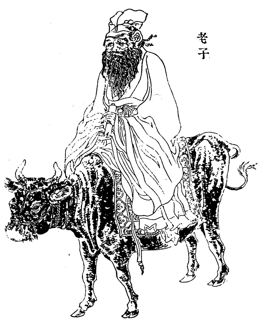 Lao-Tzu, muinainen kiinalainen filosofi ja taolaisuuden inspiroija, 1800-luvun loppu tekijältä Unbekannt