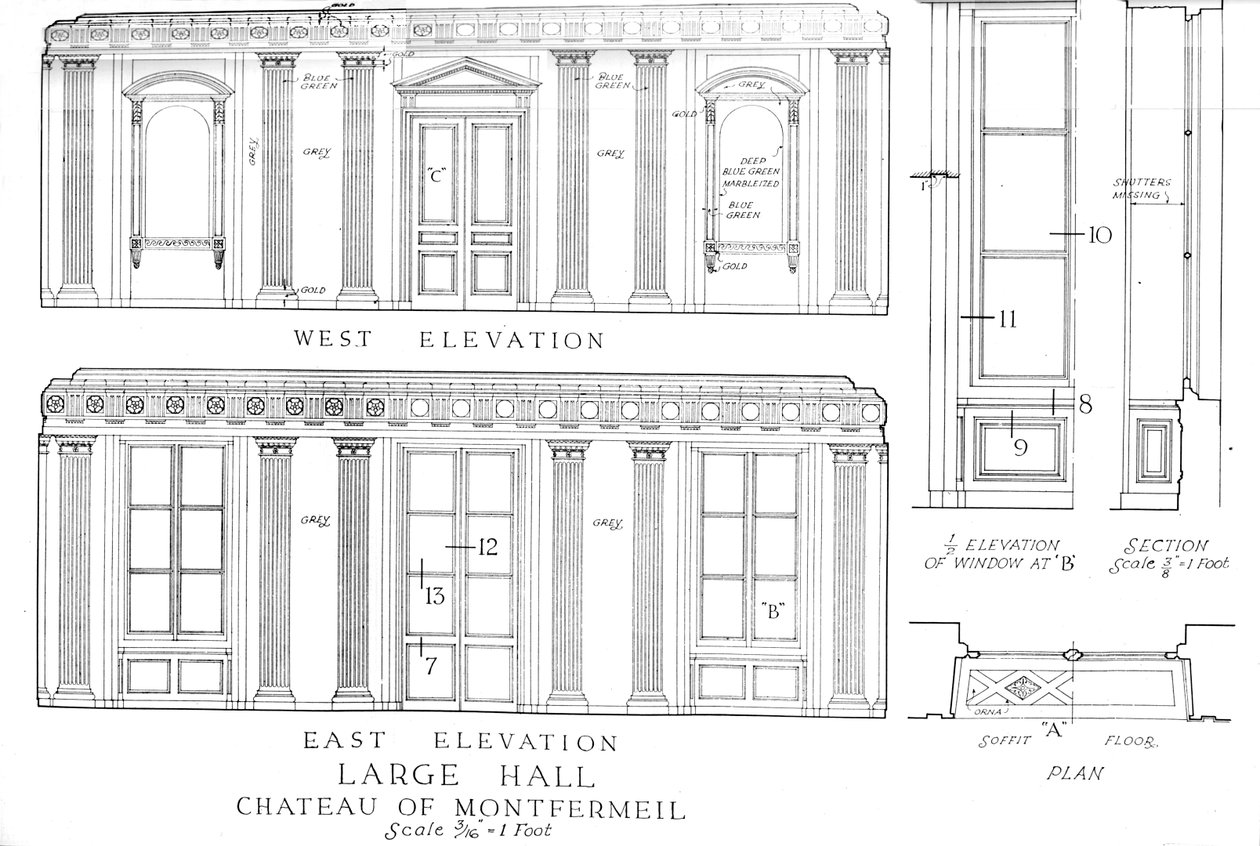 Suuri sali, Chateau of Montfermeil, Pariisi, 1924 tekijältä Unbekannt