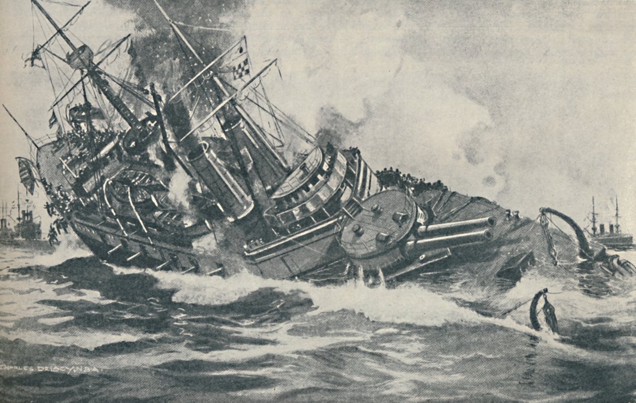 Uppoavan taistelulaivan viimeiset hetket HMS Victoria, 1893, 1937 tekijältä Unbekannt