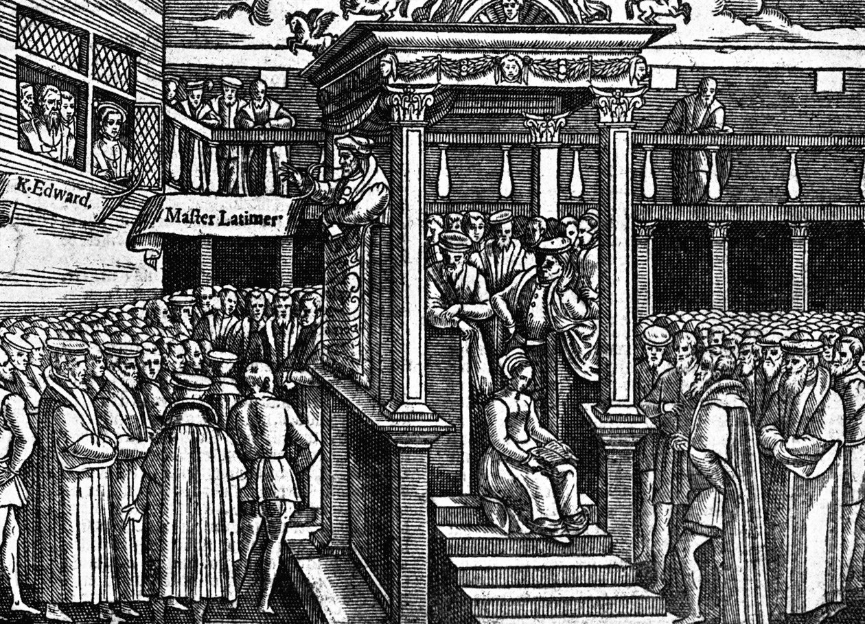 Latimar saarnaa kuningas Edward VI:n edessä, 1550, 1902-1905 tekijältä Unbekannt