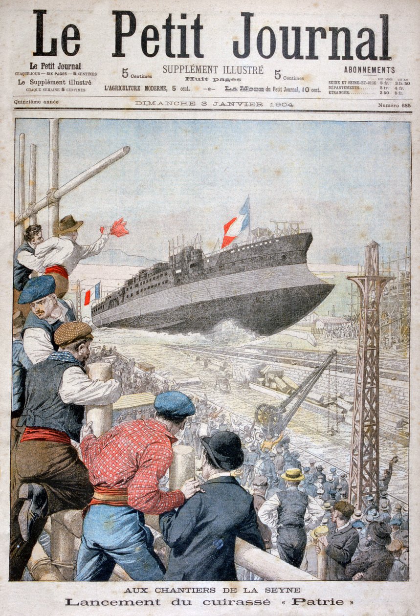 Ranskalaisen taistelulaivan Patrien laukaisu Toulonissa joulukuussa 1903 1904 tekijältä Unbekannt