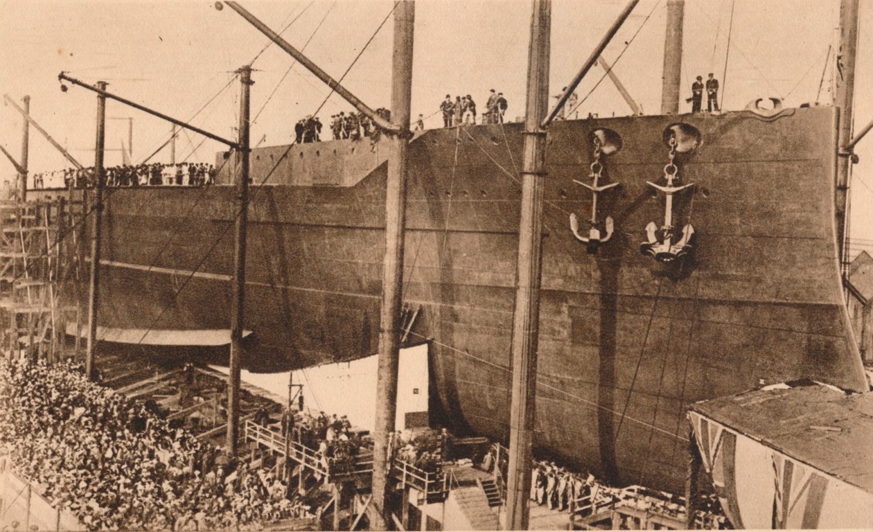 Taistelulaiva HMS "Queen Elizabeth" laukaistiin 16. lokakuuta 1913 1935. tekijältä Unbekannt
