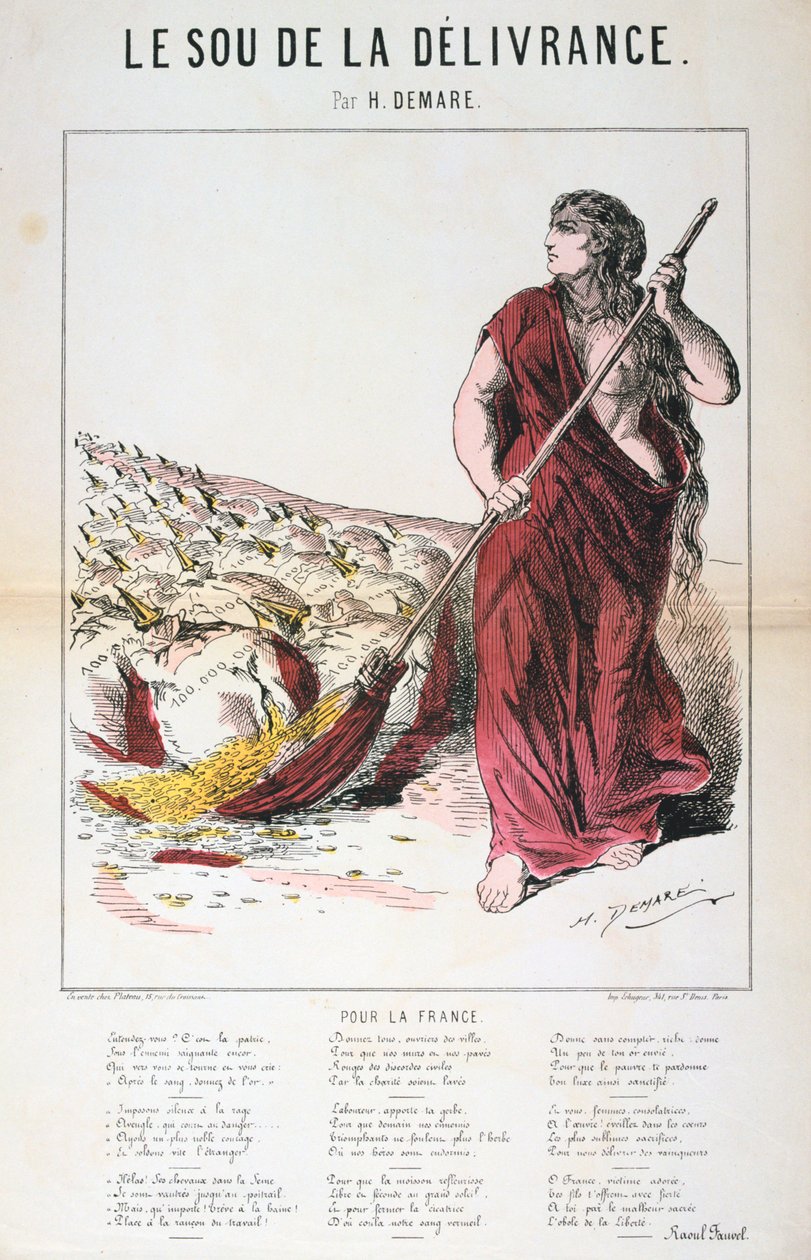 Le Sou de la Delivrance karikatyyri ja laululevy, Ranskan ja Preussin sota, 1870-1871 tekijältä Unbekannt
