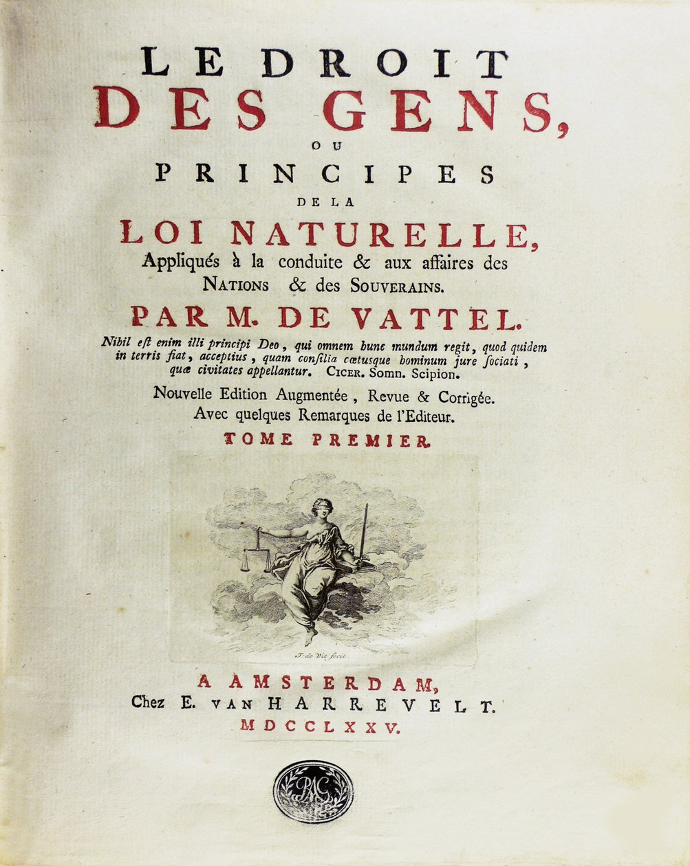 Kansakuntien laki eli luonnonlain periaatteet, käytökseen sovellettu, 1775. tekijältä Unbekannt