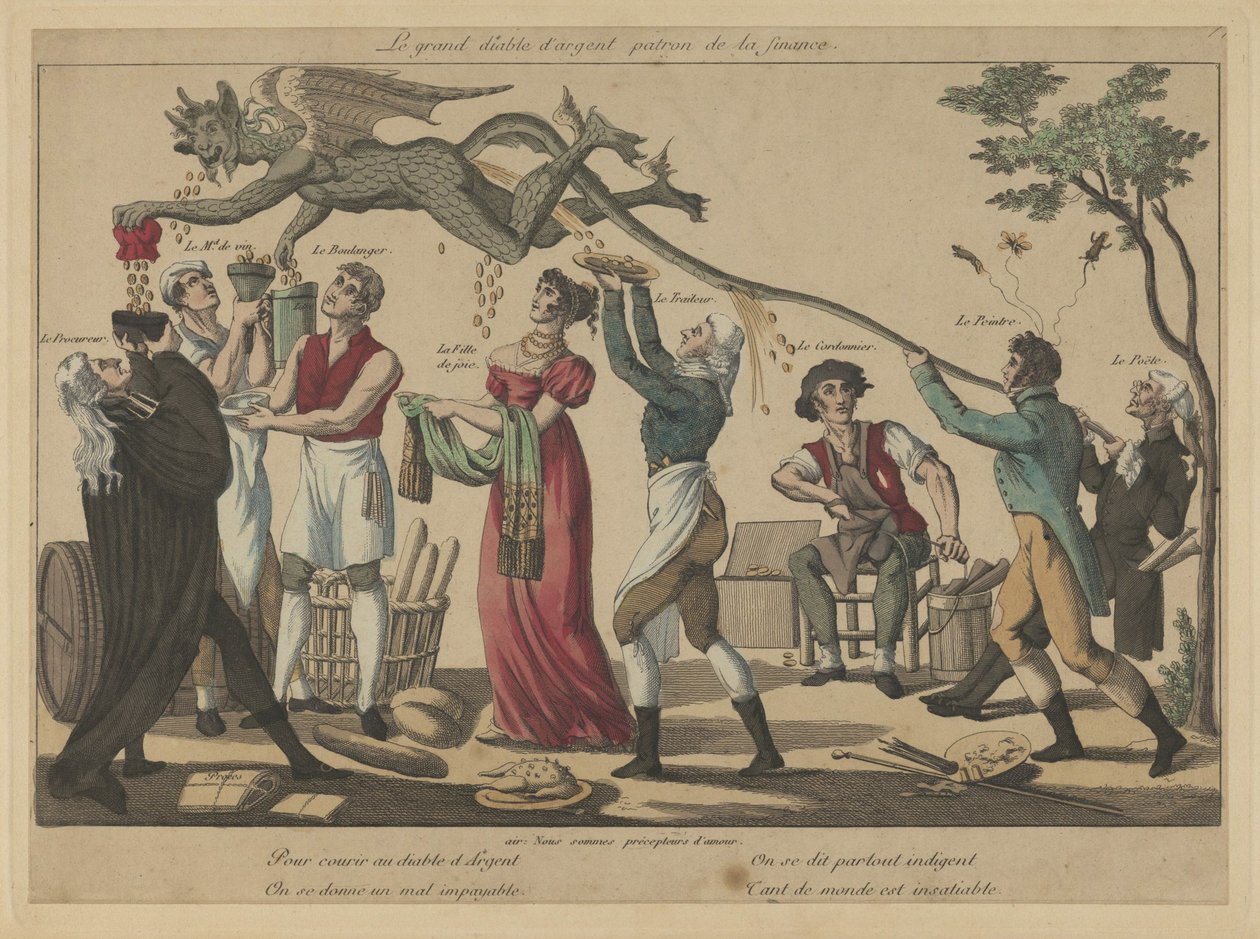 Rahan suuri paholainen, talouden suojelija, 1800-luvun alku. tekijältä Unbekannt