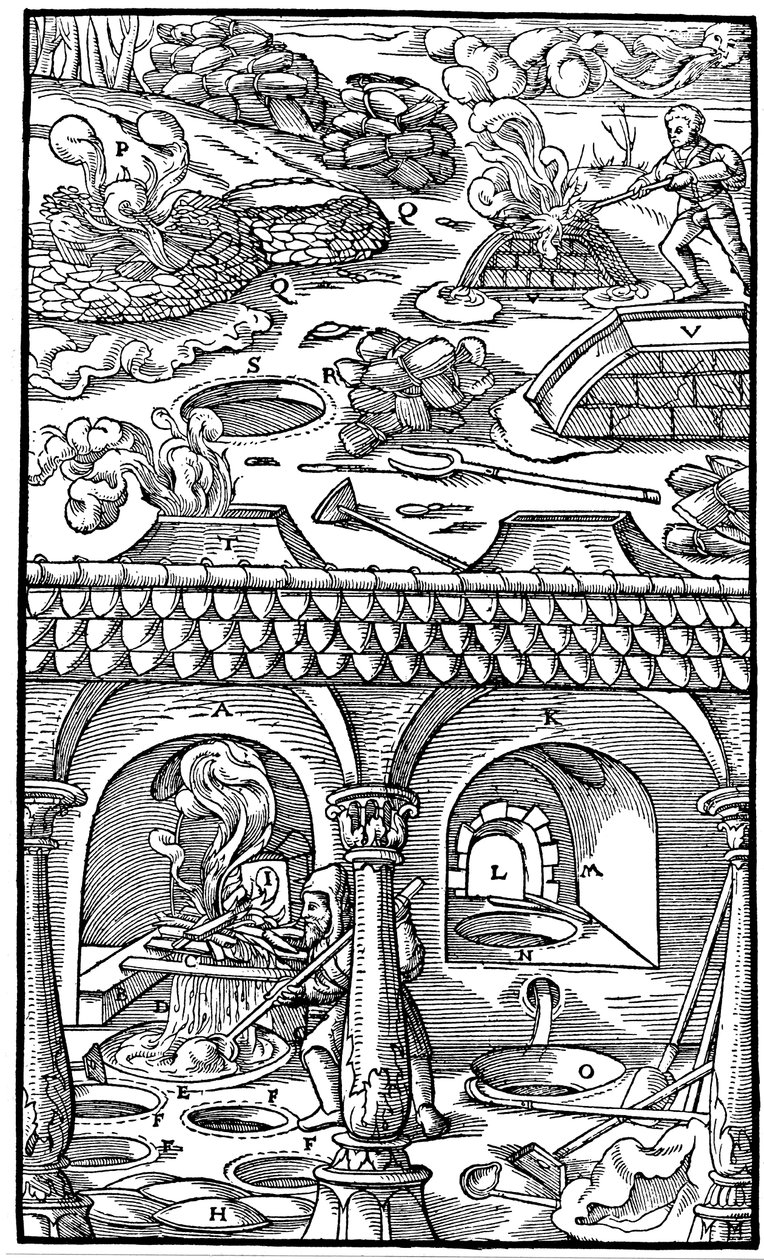 Lyijyn sulatus, 1556 tekijältä Unbekannt