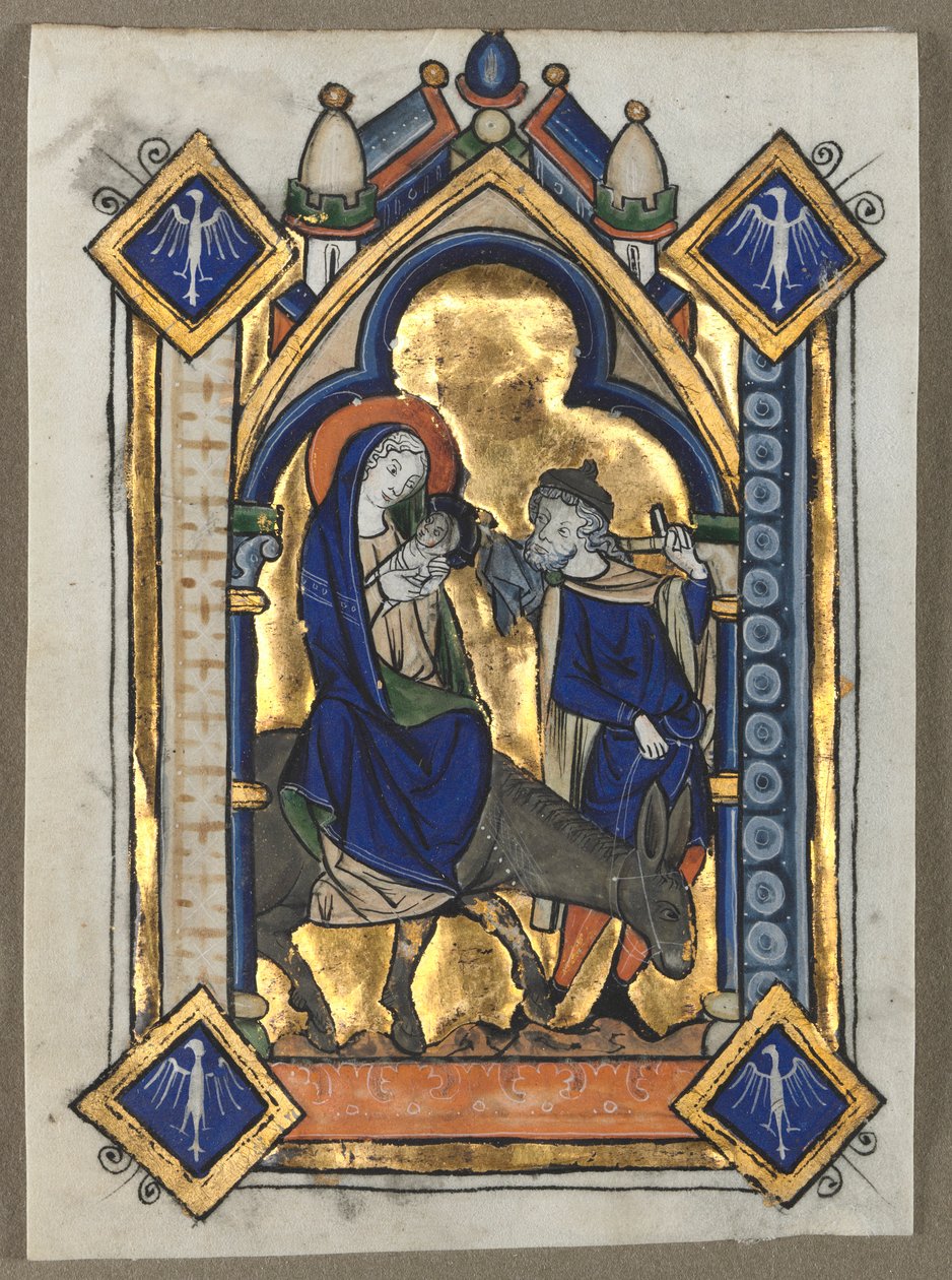 Psalterista leikattu lehti: Lento Egyptiin, n. 1260. tekijältä Unbekannt
