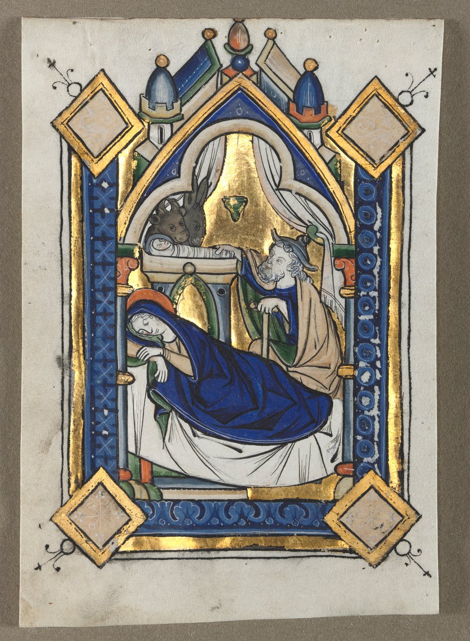 Psalterista leikattu lehti: Syntymä, n. 1260. tekijältä Unbekannt