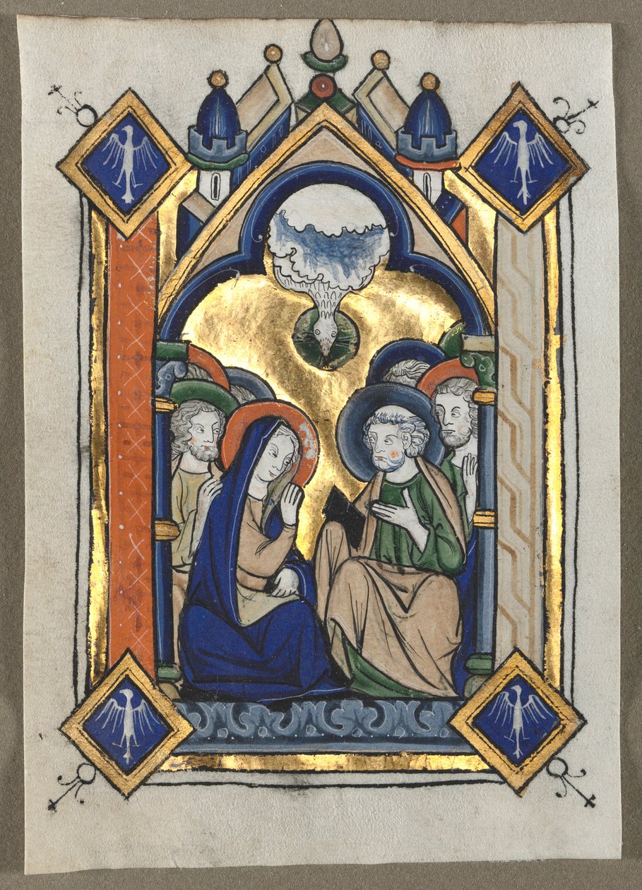 Psalterista leikattu lehti: Helluntai, n. 1260. tekijältä Unbekannt