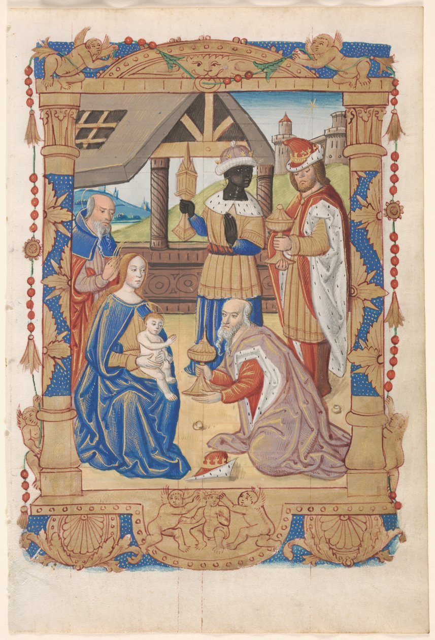 Lehti tuntikirjasta: Adoration of the Magi recto, n. 1510. tekijältä Unbekannt