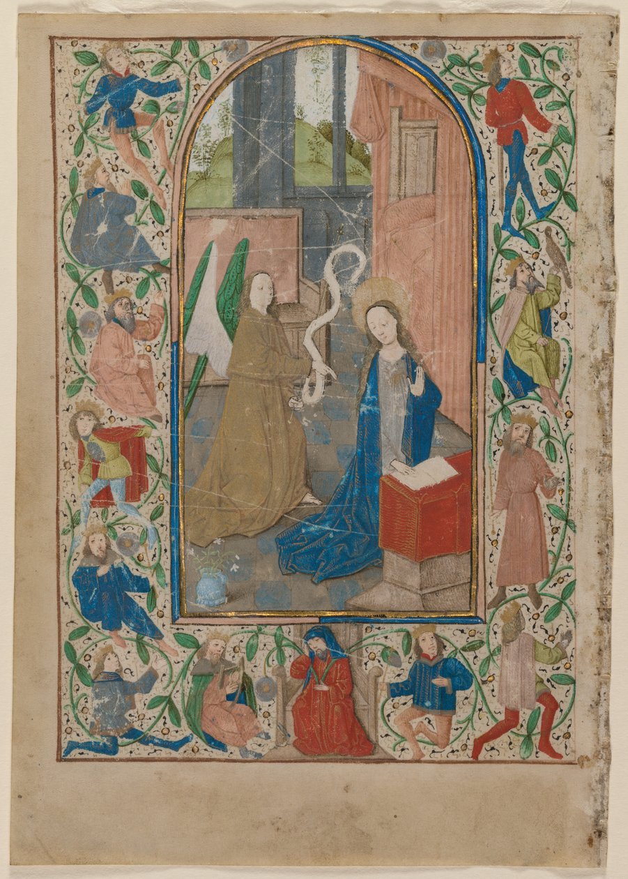 Lehti tuntikirjasta: Anunciation recto, 1470-luku. tekijältä Unbekannt