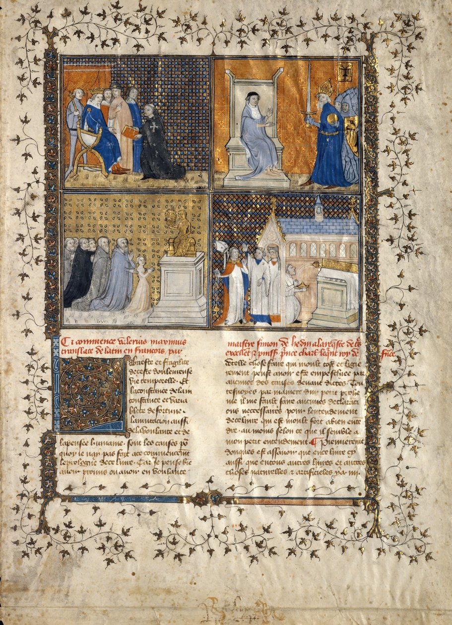 Lehti Valerius Maximuksen käsikirjoituksesta, ranska, n. 1380-90. tekijältä Unbekannt
