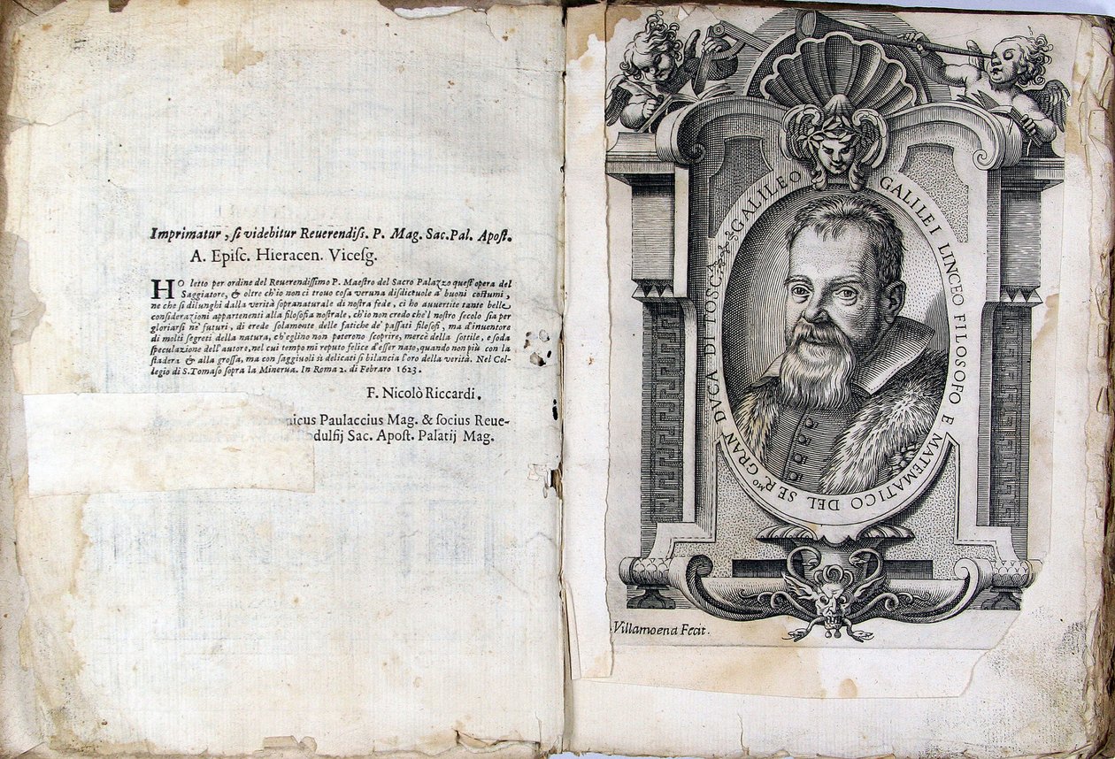 Galileo Galilein kirjan The Assayer Il Saggiatore lehti, 1623 tekijältä Unbekannt