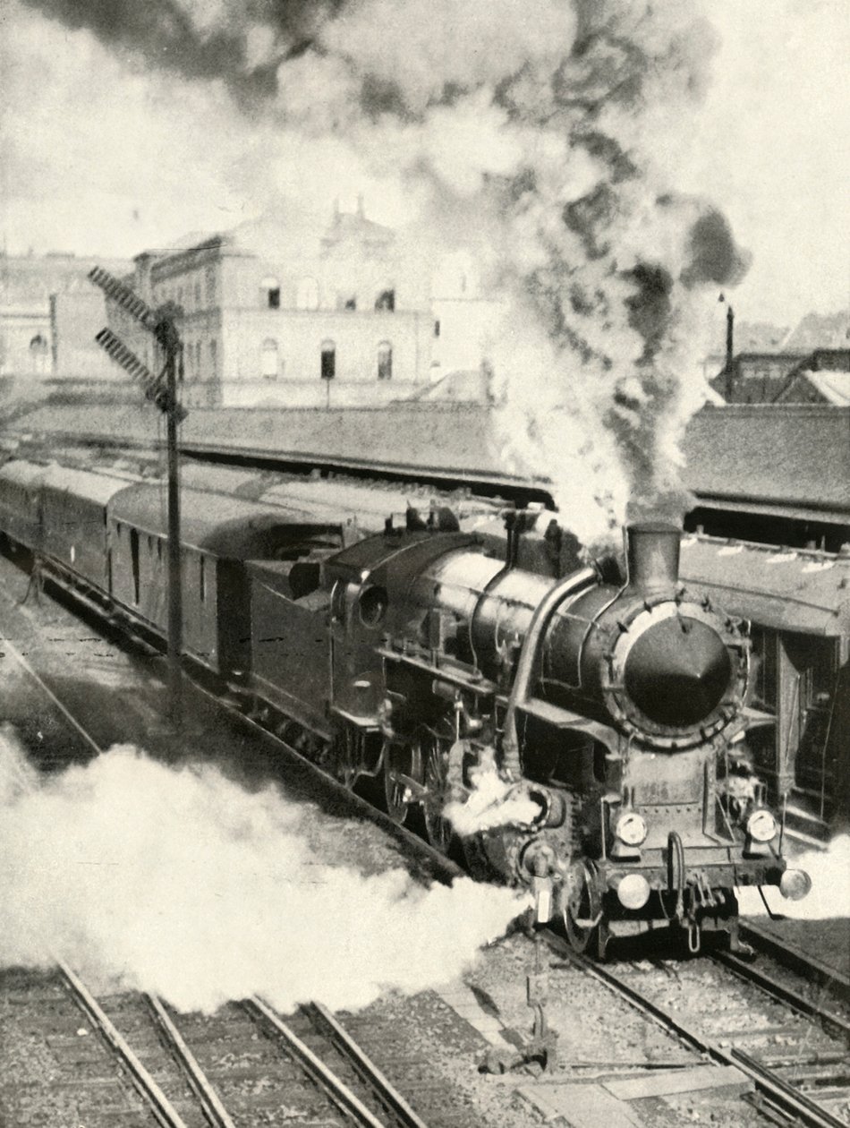 Lähti Budapestistä. Pikajuna lähtee keskusasemalta 1935-36. tekijältä Unbekannt