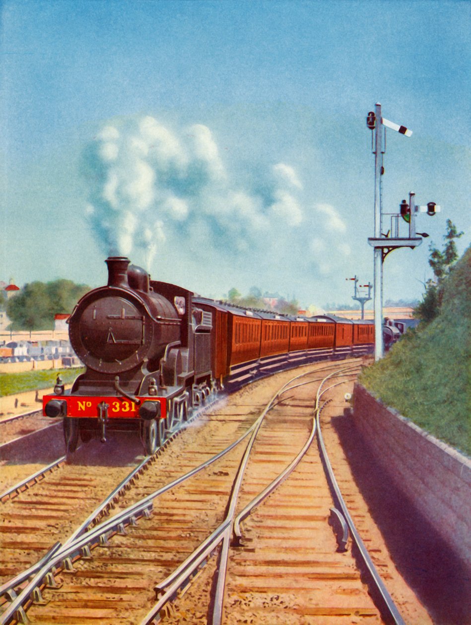 Lähtien Dublinista. Great Southern Railways -juna, jota kuljetti 4-4-0 matkustajapika, 1935. tekijältä Unbekannt