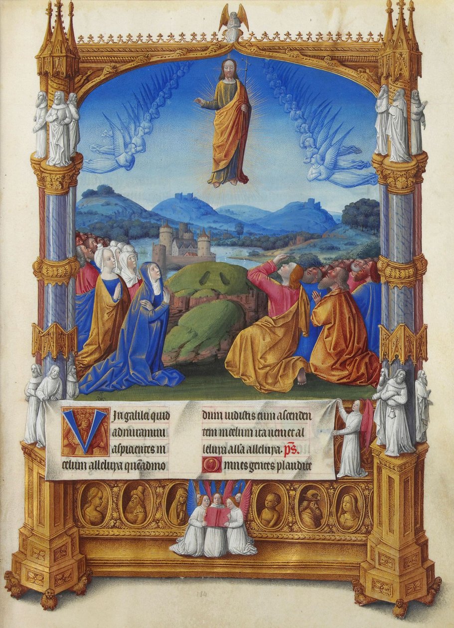 Les Très Riches Heures du Duc de Berry, Folio 184r - Ylösnousemus (The Ascension) tekijältä Unbekannt