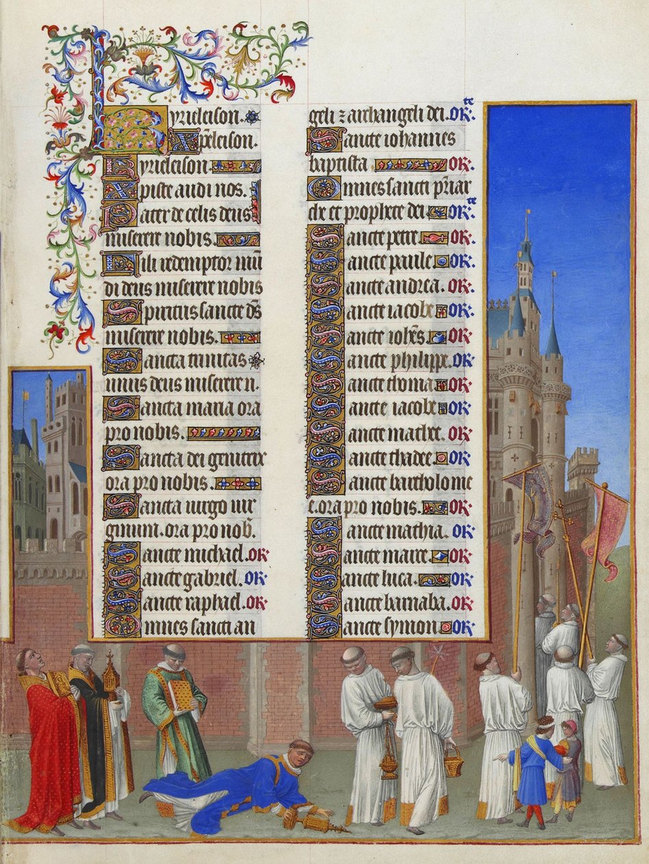 Les Très Riches Heures du Duc de Berry, Folio 72r - Pyhän Gregoriuksen kulkue - Pyhän Gregoriuksen kulkue tekijältä Unbekannt