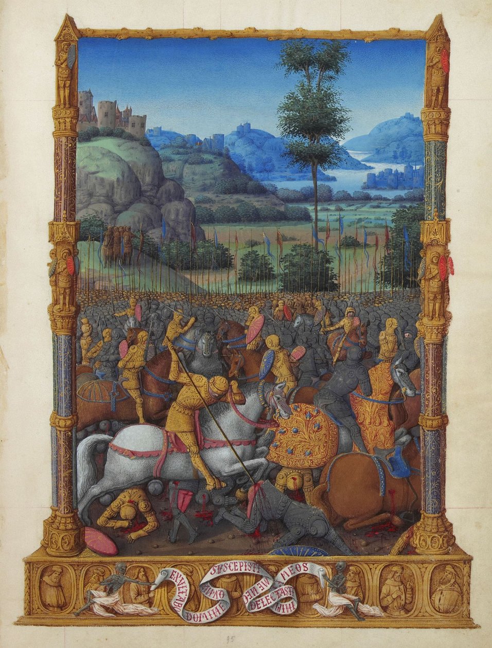 Les Très Riches Heures du Duc de Berry, Folio 95r - Daavidin voitto (David