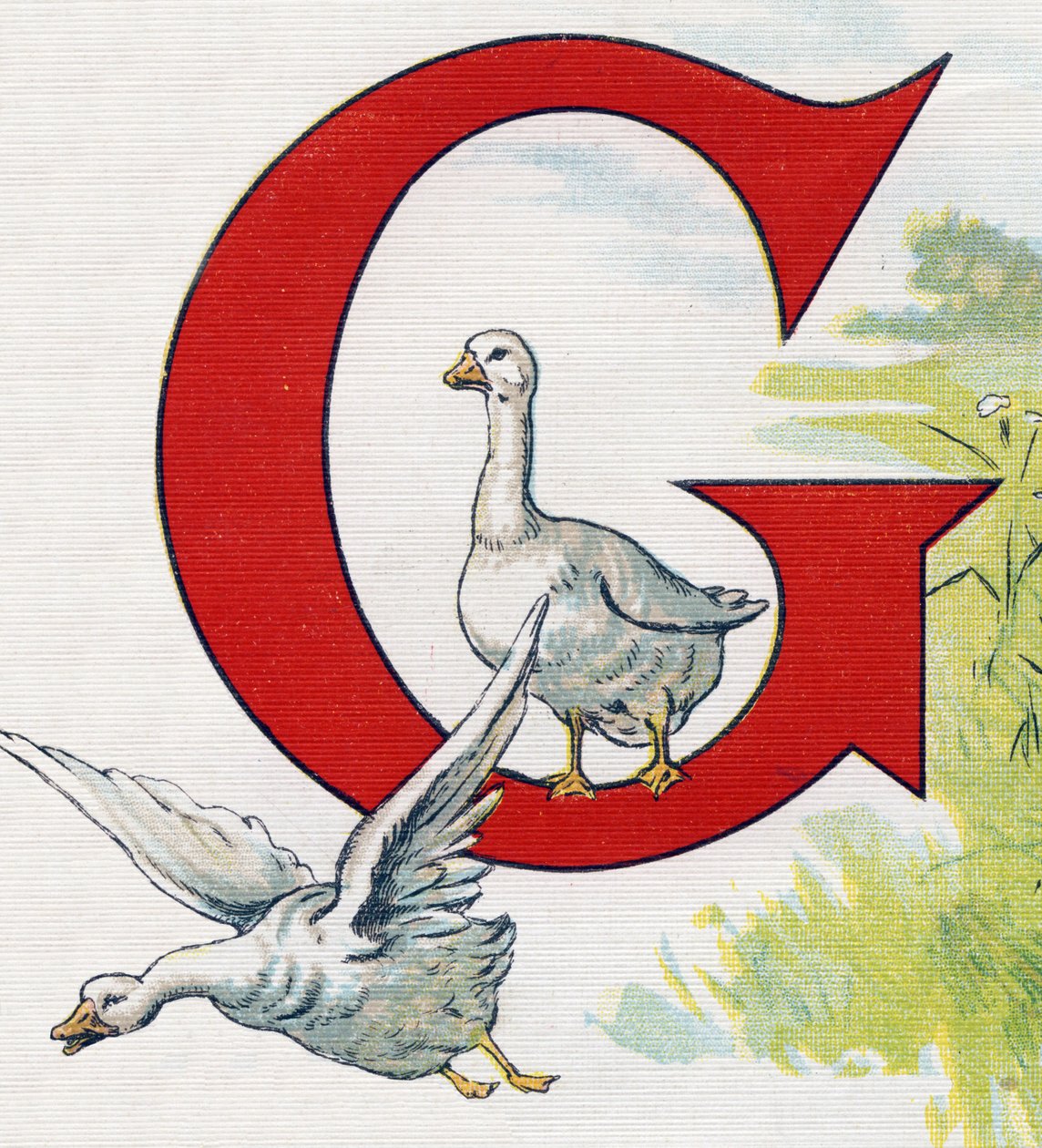 Kirjain G: Hyvät ankat. Kaiverrus "ABC L