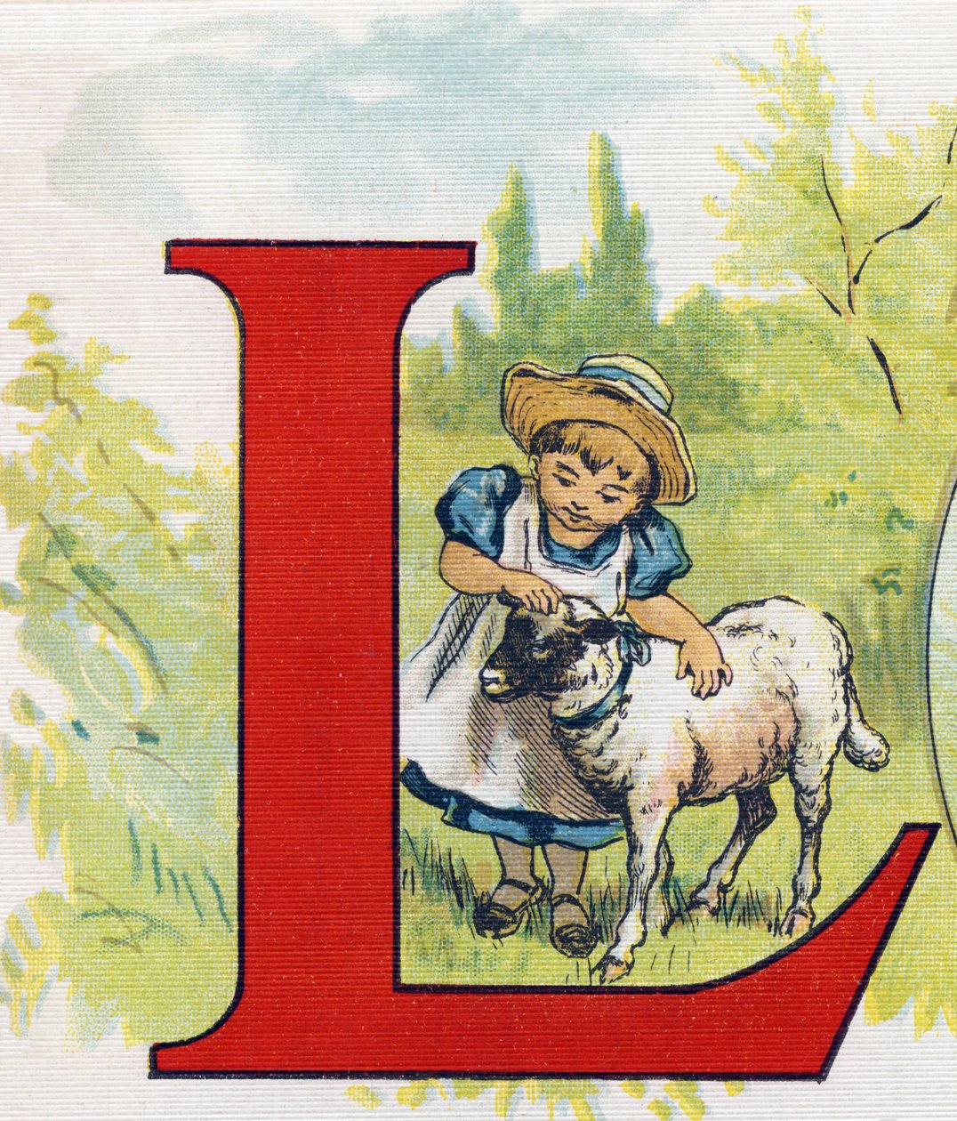Kirjain L: lammas. Kaiverrus "ABC L