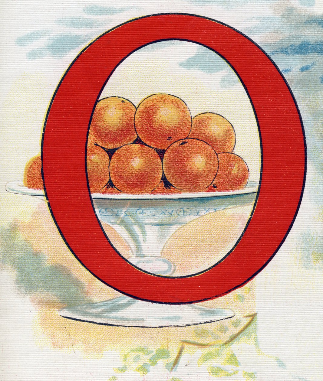 O-kirjain: appelsiinit. Kaiverrus "ABC L
