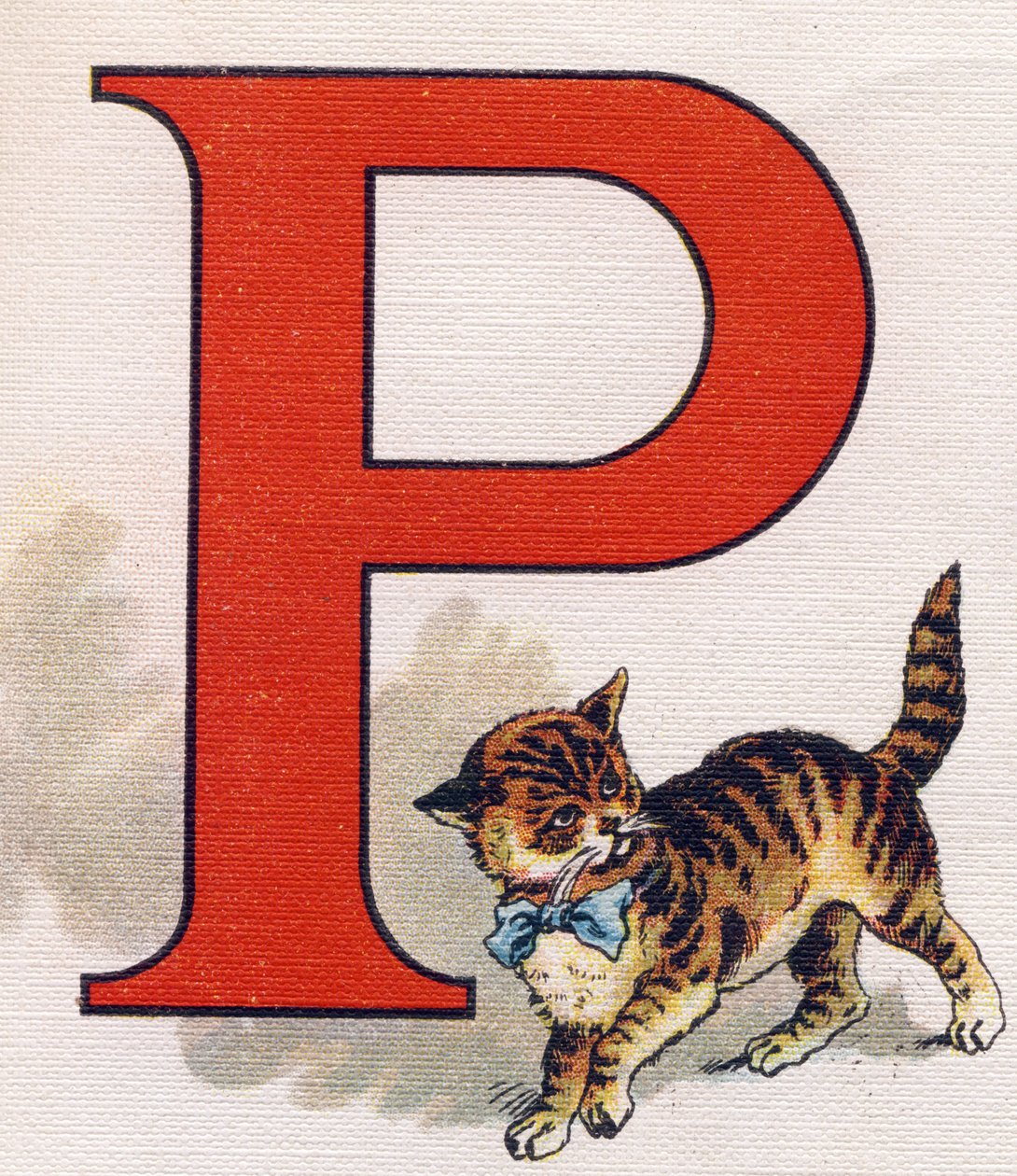 P-kirjain: pieni kissa. Kaiverrus "ABC L