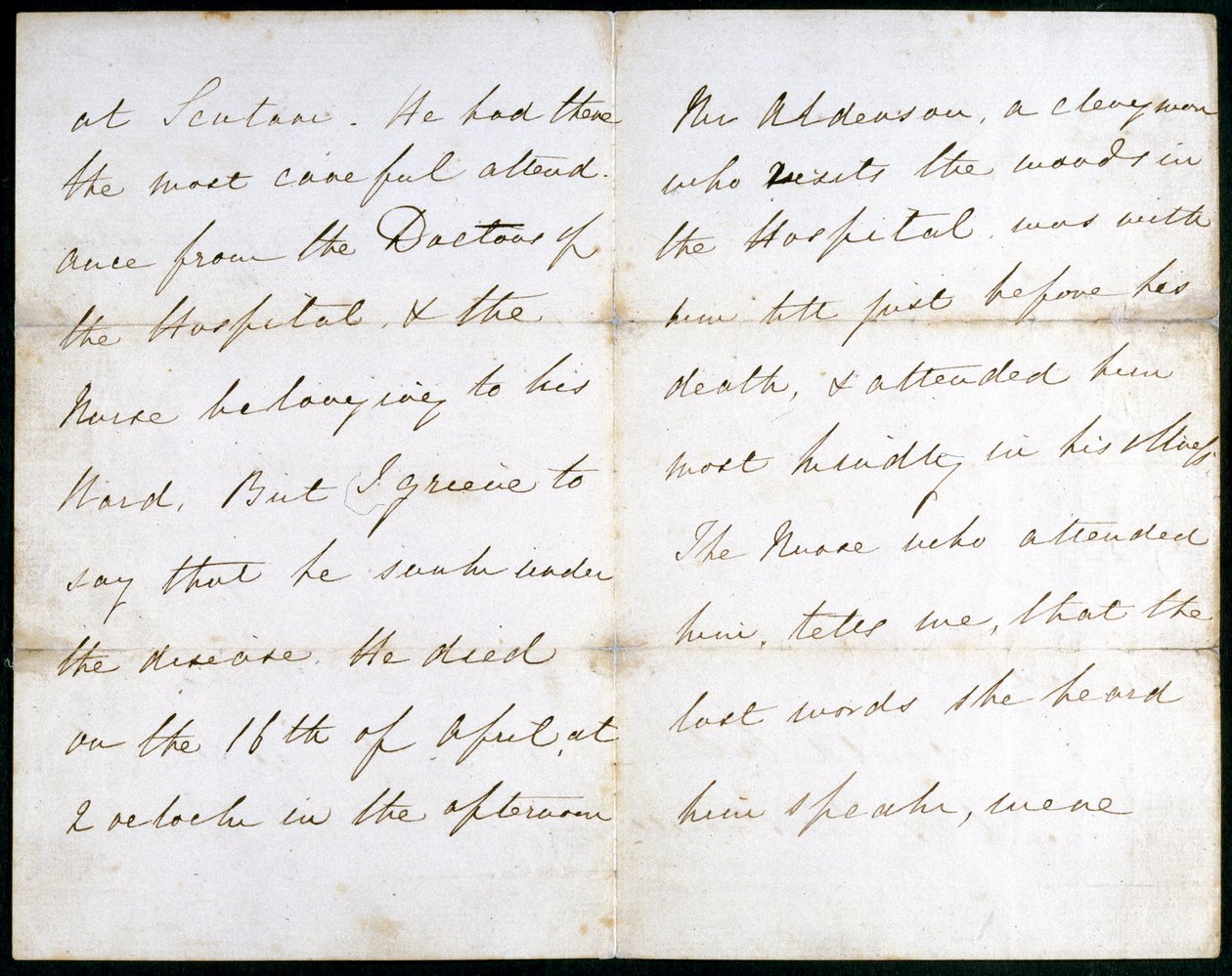 Kirje Florence Nightingalelta toukokuulta 1856 tekijältä Unbekannt
