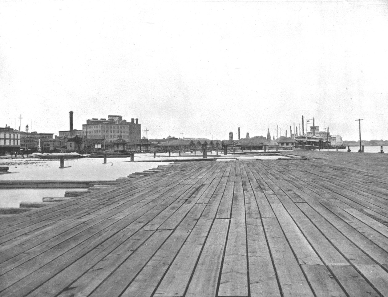 Levee and Steamboat Landing, New Orleans, Louisiana, USA, c1900. tekijältä Unbekannt