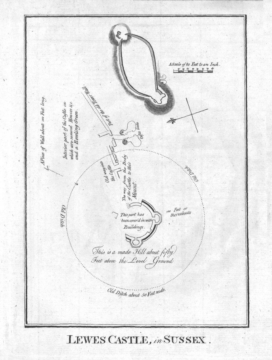 Lewesin linna, Sussexissa, 1700-luvun lopulla tekijältä Unbekannt