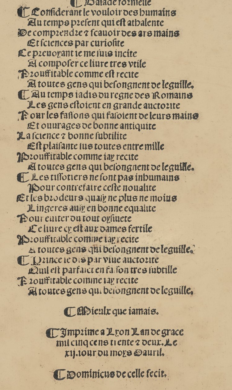 Libretto nouellamete sävelletty mestari Domenico da Seralle ... kaikkien teosten ..., 12. huhtikuuta 1532. tekijältä Unbekannt