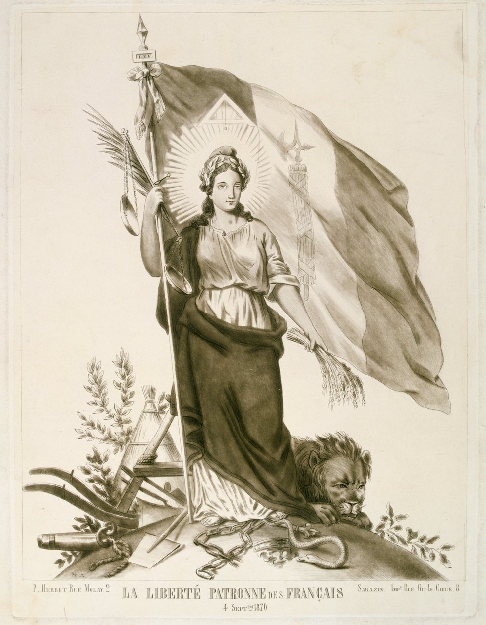 Liberty, ranskalaisten suojelija, 1870 tekijältä Unbekannt