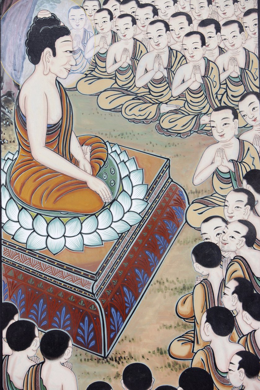 Buddhan elämä Buddha sai monia seuraajia Kerran 1250 munkkia kokoontui spontaanisti kuulemaan hänen opetustaan (tätä päivää muistetaan buddhalaismaissa lomana.), Soul, Coree du Sud tekijältä Unbekannt