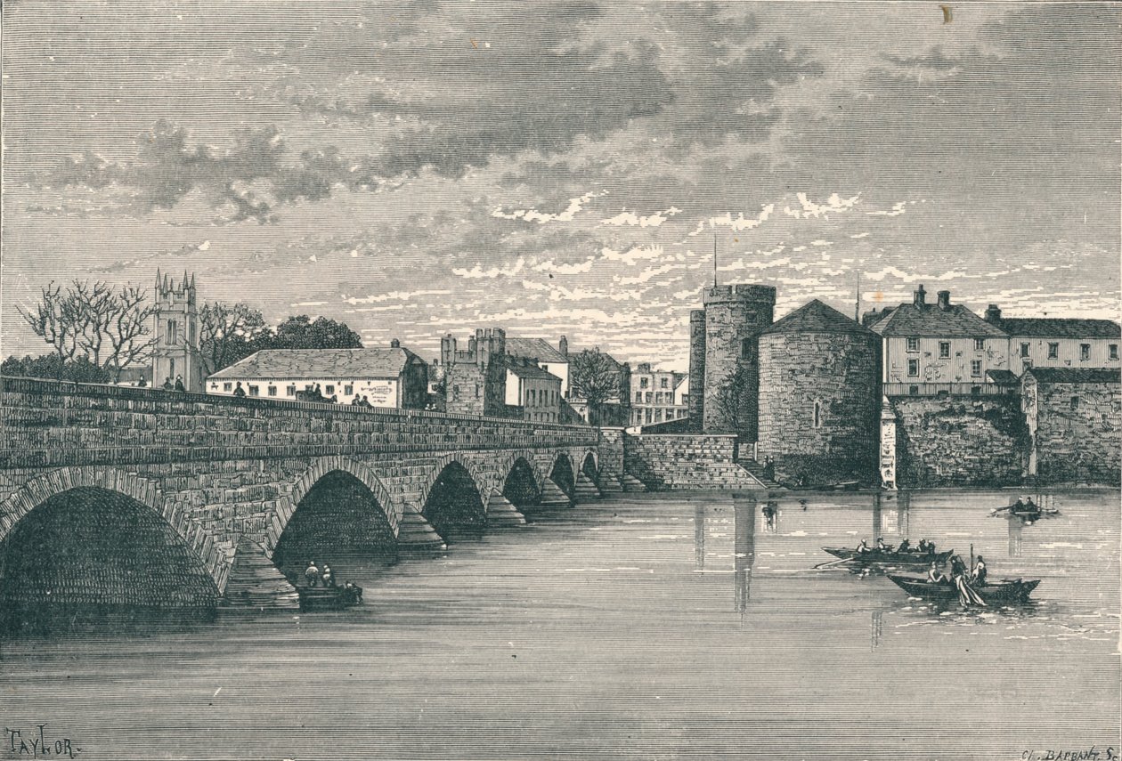 Limerick - Thomond Bridge ja King Johnsin linna, 1896 tekijältä Unbekannt