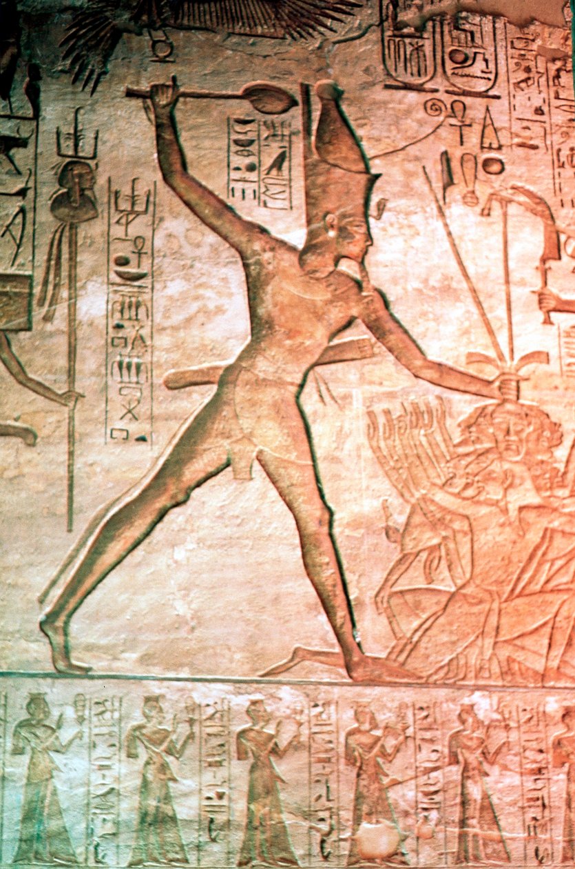 Kalkkikivireliefi Ramses II:n temppelistä, Abu Simbel, Egypti, 1200-luku eKr. tekijältä Unbekannt
